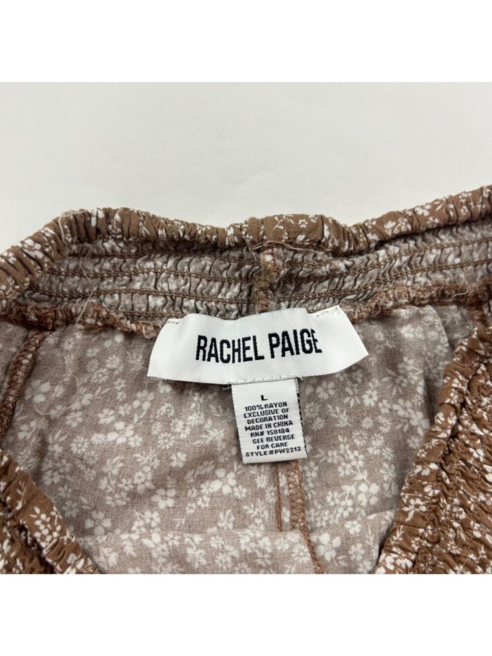 Rachel Paige Brown Floral Lace Accent Lounge Pant L - Picture 3 of 6